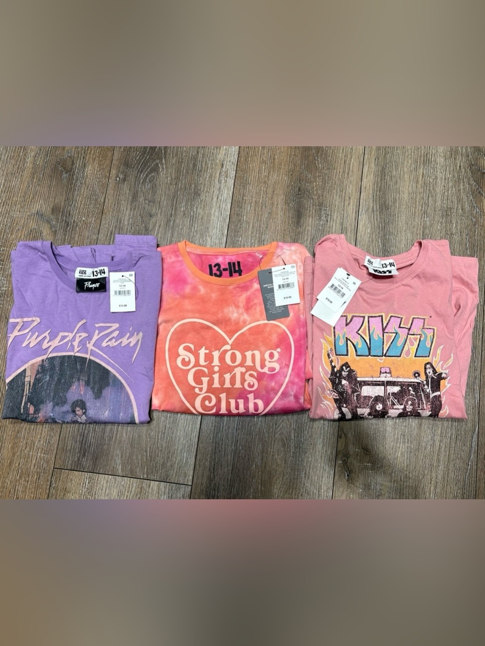 NWT Girls long sleeve bundle 13-14 cotton on KIDS 3 piece shirts kiss prince
